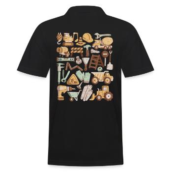 Pelle de chantier Ouvrier de la construction Casque de grue Outil - Polo Homme - noir - Dos - Kai (181cm)