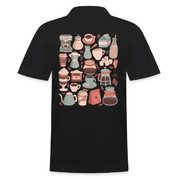 Coffee - Men's Polo Shirt - black - Back - Kai (181cm)