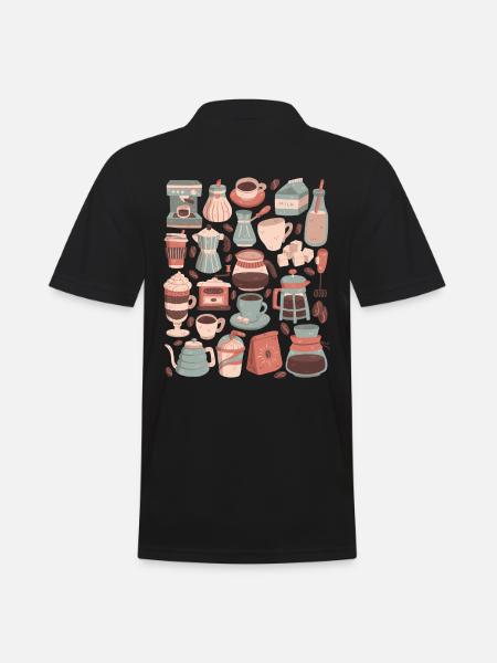 Café - Polo Homme - noir