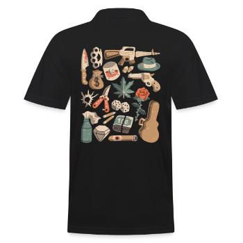 Mafia, crimes, gangsters, argent de protection, trafic de drogue - Polo Homme - noir - Dos - Kai (181cm)