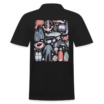 Tauchen Doodles Scuba Schnorcheln Tauchausrüstung - Männer Poloshirt - Schwarz - Hinten - Kai (181cm)