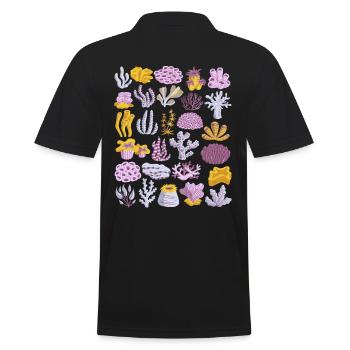 Coral Doodle Coral Reef Sea Water Reef - Men's Polo Shirt - black - Back - Kai (181cm)