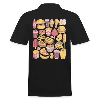 Fast Food Doodles Junk Food Snacks Unhealthy Delicious - Men's Polo Shirt - black - Back - Kai (181cm)