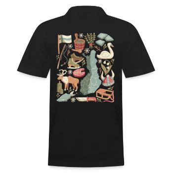 Finnland Doodles Europa Skandinavien Helsinki - Männer Poloshirt - Schwarz - Hinten - Kai (181cm)