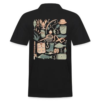 Pêche Doodles Poisson Pêcheurs Appâts Pêche Crochet - Polo Homme - noir - Dos - Kai (181cm)