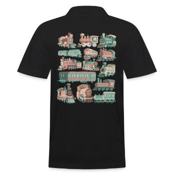 Train Doodles Locomotive Railway Locomotive Tracks Railway - Men's Polo Shirt - black - Back - Kai (181cm)