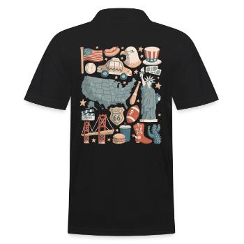 USA Doodles United States of America - Men's Polo Shirt - black - Back - Kai (181cm)