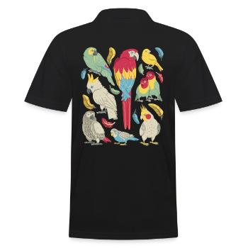 Papageien - Männer Poloshirt - Schwarz - Hinten - Kai (181cm)