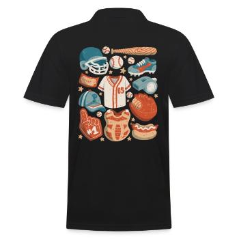 Baseball - Männer Poloshirt - Schwarz - Hinten - Kai (181cm)