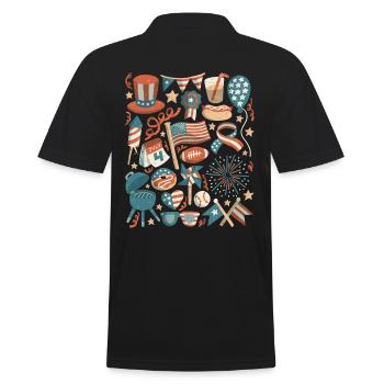 USA 4th of July Independence Day Amerika - Men's Polo Shirt - black - Back - Kai (181cm)