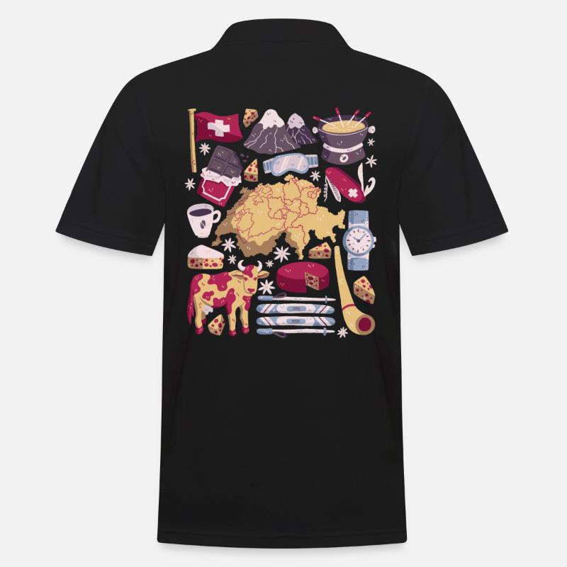 Schweiz - Männer Poloshirt - Schwarz