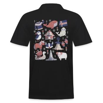 Island - Männer Poloshirt - Schwarz - Hinten - Kai (181cm)