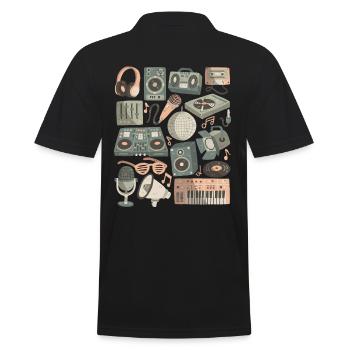 DJ Doodles Club Party Disco Nachtleben Clubbing - Männer Poloshirt - Schwarz - Hinten - Kai (181cm)