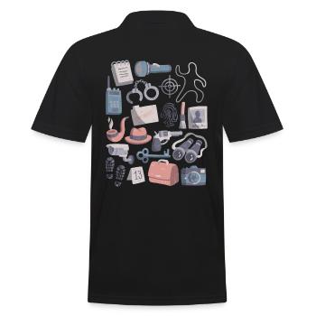 Détective Doodle Trace Evidence Affaire de détective - Polo Homme - noir - Dos - Kai (181cm)