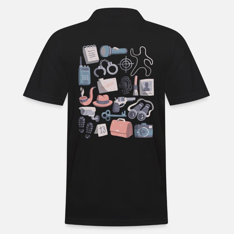 Detektiv Doodle Spur Beweise Detektei Fall - Männer Poloshirt - Schwarz
