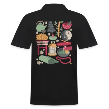 Méditation Zen - Polo Homme - noir - Dos - Kai (181cm)