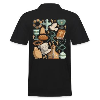 Christentum - Männer Poloshirt - Schwarz - Hinten - Kai (181cm)