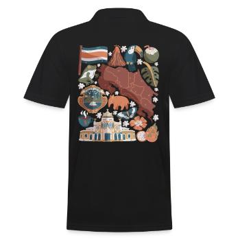 Costa Rica - Männer Poloshirt - Schwarz - Hinten - Kai (181cm)
