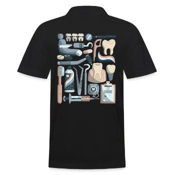 Zahnarzt - Männer Poloshirt - Schwarz - Hinten - Kai (181cm)