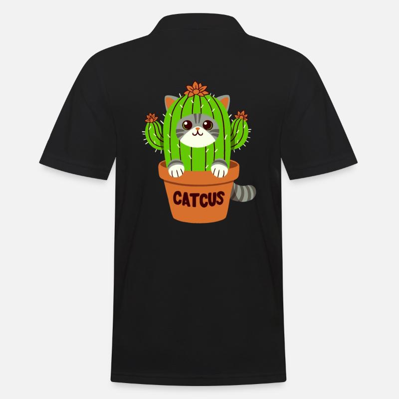 Jeu de mots Cactus chat - Catcus - Polo Homme - noir