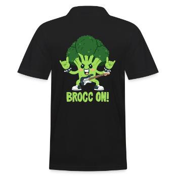 Broccoli Pun - Rock On! - Men's Polo Shirt - black - Back - Kai (181cm)