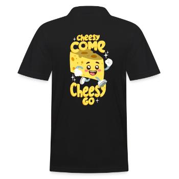 Käse-Wortwitz: Cheesy Come Cheesy Go - Männer Poloshirt - Schwarz - Hinten - Kai (181cm)