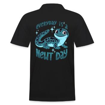 Molch Spruch: "Everyday Is A Newt Day" - Männer Poloshirt - Schwarz - Hinten - Kai (181cm)