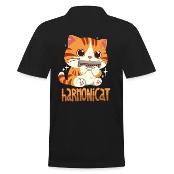 Harmonicat - Men's Polo Shirt - black - Back - Kai (181cm)