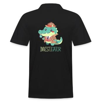 Alligator - Detective - Investigator - Crocodile - Men's Polo Shirt - black - Back - Kai (181cm)