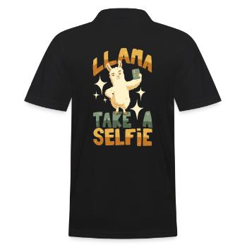 Lama prend un selfie - Polo Homme - noir - Dos - Kai (181cm)