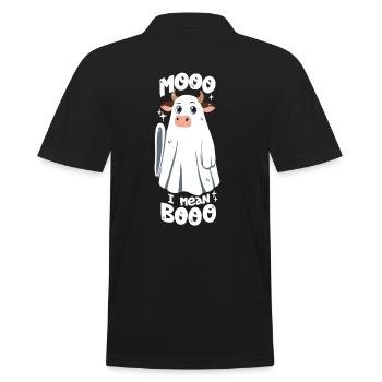 Cow Ghost / Halloween Pun - Men's Polo Shirt - black - Back - Kai (181cm)