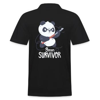 Häkelnder Panda - Männer Poloshirt - Schwarz - Hinten - Kai (181cm)