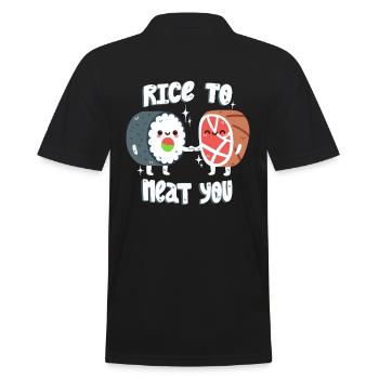 Sushi und Fleisch Wortwitz - Männer Poloshirt - Schwarz - Hinten - Kai (181cm)