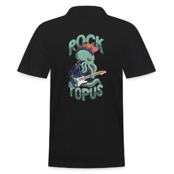 Rocker Octopus / Pun / Rocktopus - Men's Polo Shirt - black - Back - Kai (181cm)