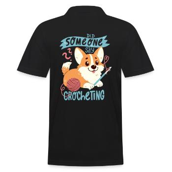 Häkelnder Corgi - Männer Poloshirt - Schwarz - Hinten - Kai (181cm)