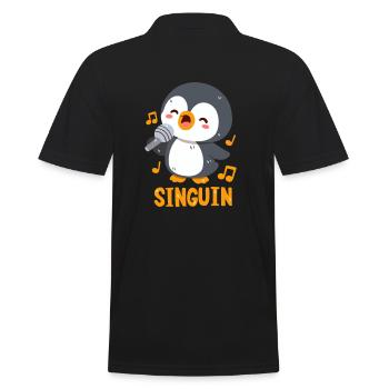 Singing Penguin: Singuin - Men's Polo Shirt - black - Back - Kai (181cm)