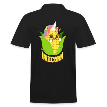 Einhorn-Maiskolben - Männer Poloshirt - Schwarz - Hinten - Kai (181cm)