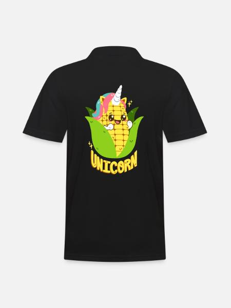 Einhorn-Maiskolben - Männer Poloshirt - Schwarz