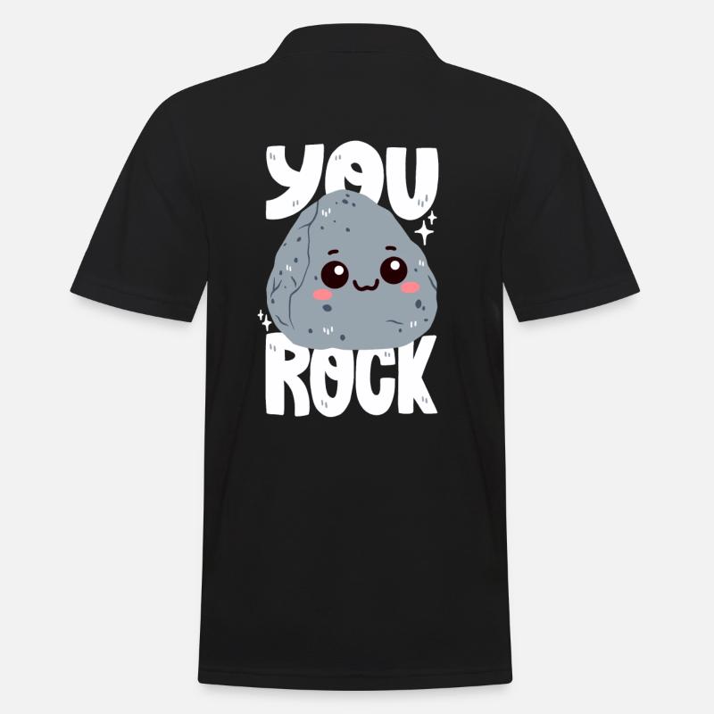 Du rockst! Stein-Wortwitz - Männer Poloshirt - Schwarz
