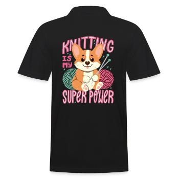Stricken ist meine Superkraft - Männer Poloshirt - Schwarz - Hinten - Kai (181cm)