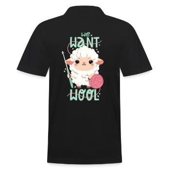 We want wool - Men's Polo Shirt - black - Back - Kai (181cm)