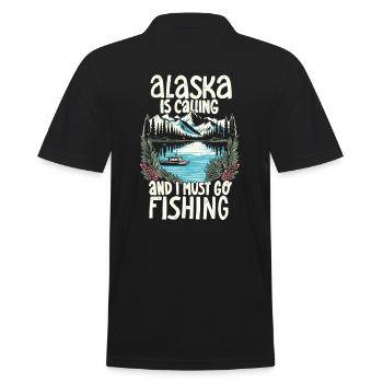 Fishing in Alaska - Men's Polo Shirt - black - Back - Kai (181cm)
