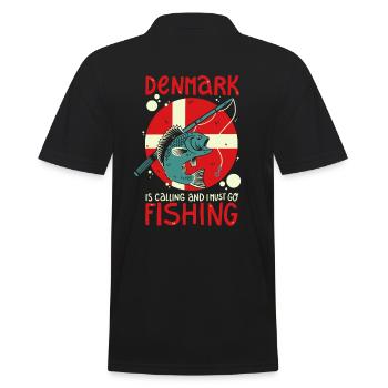 Angeln in Dänemark - Männer Poloshirt - Schwarz - Hinten - Kai (181cm)