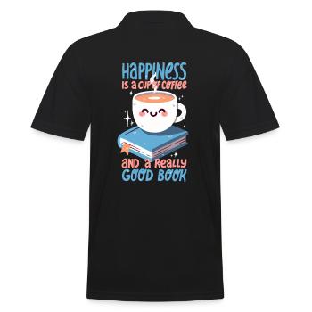 Glück ist eine Tasse Kaffe und ein gutes Buch - Männer Poloshirt - Schwarz - Hinten - Kai (181cm)