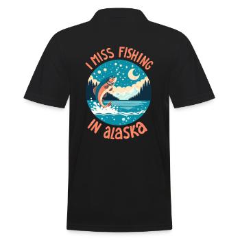 Fishing in Alaska - Men's Polo Shirt - black - Back - Kai (181cm)