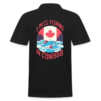 Fishing in Canada - Men's Polo Shirt - black - Back - Kai (181cm)