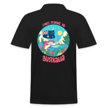 Angeln in Australien - Männer Poloshirt - Schwarz - Hinten - Kai (181cm)
