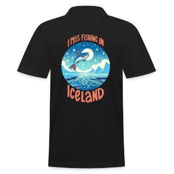 Angeln in Island - Männer Poloshirt - Schwarz - Hinten - Kai (181cm)