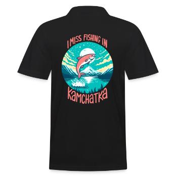 Angeln in Kamchatka - Männer Poloshirt - Schwarz - Hinten - Kai (181cm)