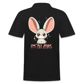 Hase: Ich bin ganz Ohr! - Männer Poloshirt - Schwarz - Hinten - Kai (181cm)